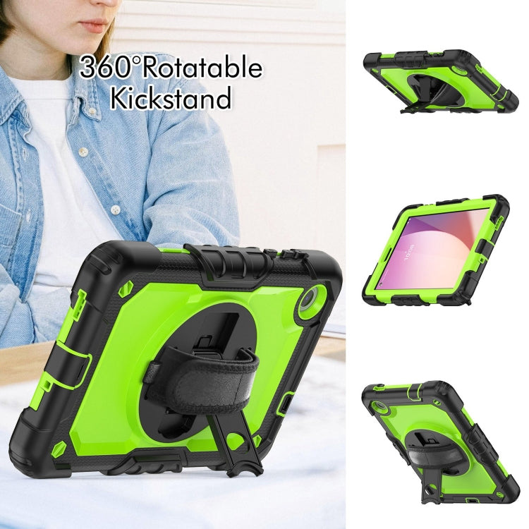 For Lenovo Tab M8 4th Gen Silicone Hybrid PC Tablet Case with Shoulder Strap(Yellow Green PC)