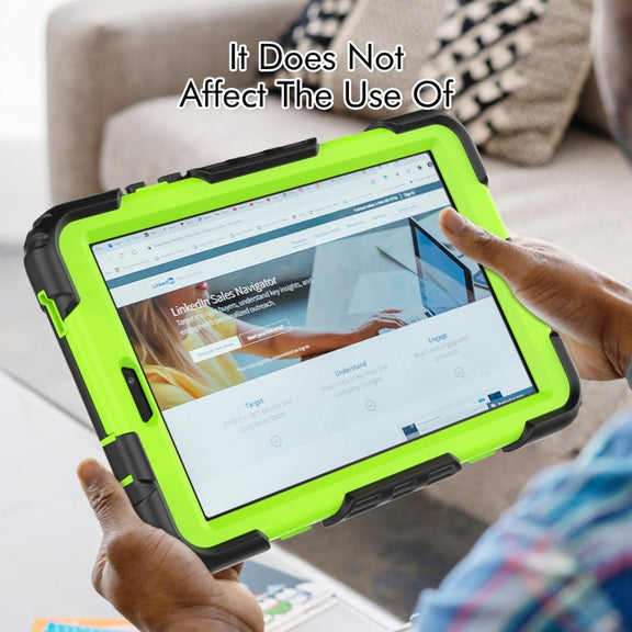 For Lenovo Tab M8 4th Gen Silicone Hybrid PC Tablet Case with Shoulder Strap(Yellow Green PC)