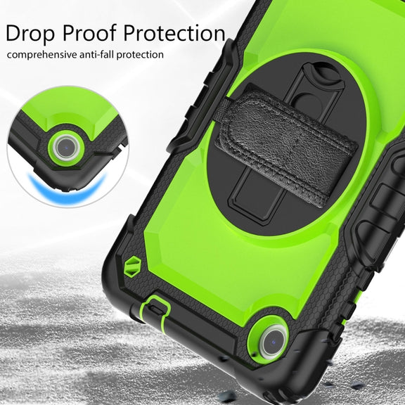 For Lenovo Tab M8 4th Gen Silicone Hybrid PC Tablet Case with Shoulder Strap(Yellow Green PC)