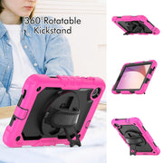 For Lenovo Tab M8 4th Gen Silicone Hybrid PC Tablet Case with Shoulder Strap(Rose Red)