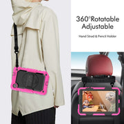 For Lenovo Tab M8 4th Gen Silicone Hybrid PC Tablet Case with Shoulder Strap(Rose Red)