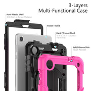 For Lenovo Tab M8 4th Gen Silicone Hybrid PC Tablet Case with Shoulder Strap(Rose Red)