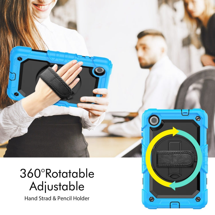 For Lenovo Tab M8 4th Gen Silicone Hybrid PC Tablet Case with Shoulder Strap(Light Blue)