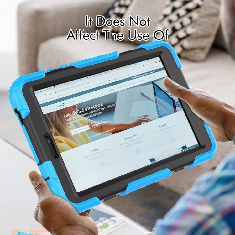 For Lenovo Tab M8 4th Gen Silicone Hybrid PC Tablet Case with Shoulder Strap(Light Blue)