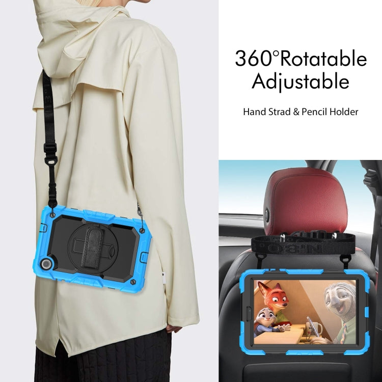 For Lenovo Tab M8 4th Gen Silicone Hybrid PC Tablet Case with Shoulder Strap(Light Blue)