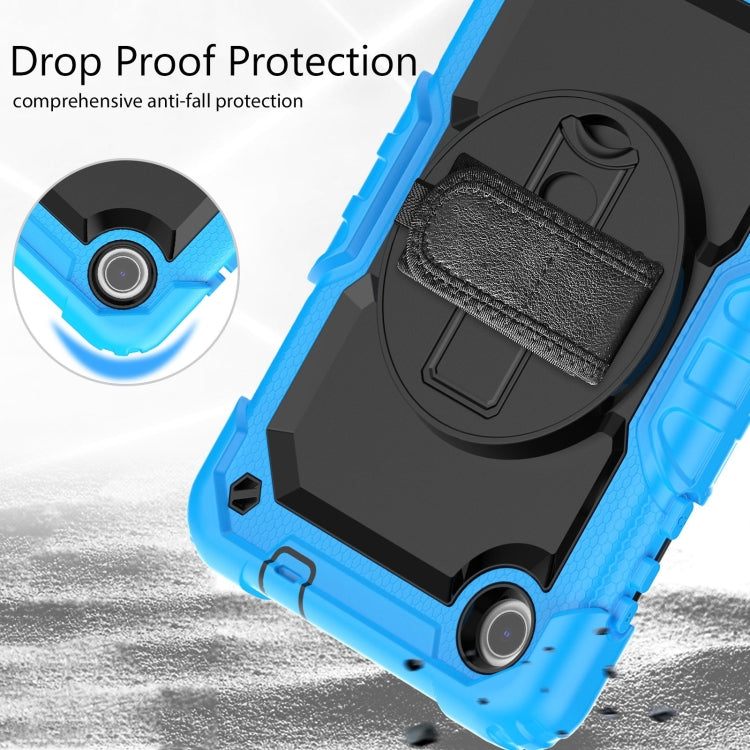 For Lenovo Tab M8 4th Gen Silicone Hybrid PC Tablet Case with Shoulder Strap(Light Blue)