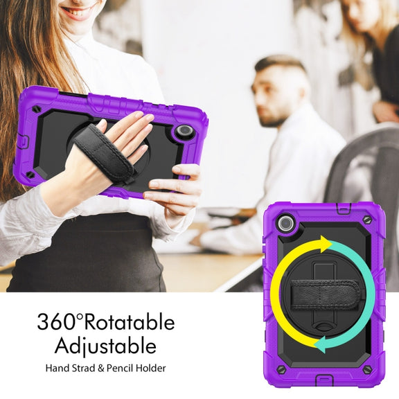 For Lenovo Tab M8 4th Gen Silicone Hybrid PC Tablet Case with Shoulder Strap(Purple)