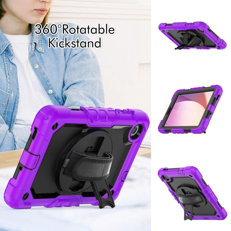 For Lenovo Tab M8 4th Gen Silicone Hybrid PC Tablet Case with Shoulder Strap(Purple)