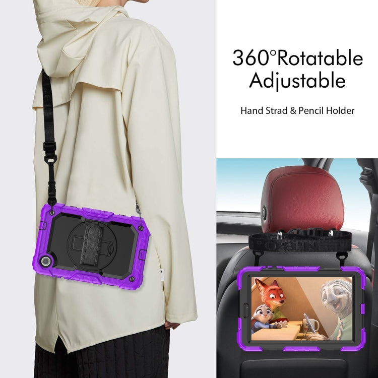For Lenovo Tab M8 4th Gen Silicone Hybrid PC Tablet Case with Shoulder Strap(Purple)