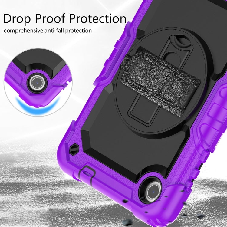 For Lenovo Tab M8 4th Gen Silicone Hybrid PC Tablet Case with Shoulder Strap(Purple)