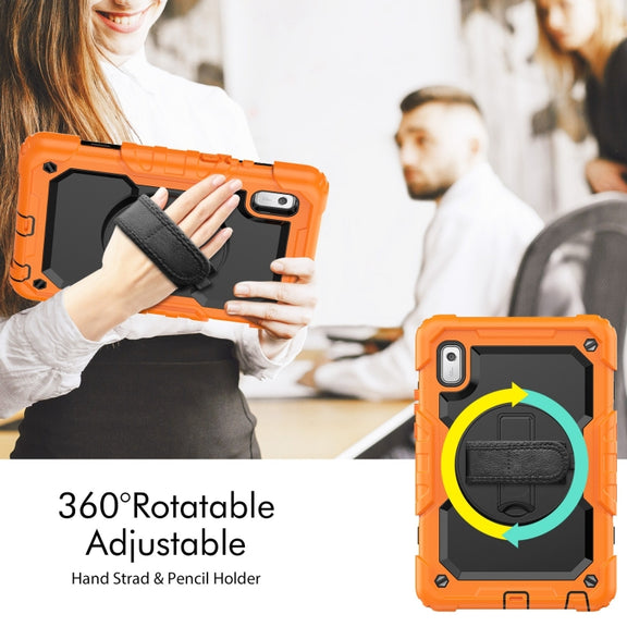 For Lenovo Tab M9 Silicone Hybrid PC Tablet Case with Shoulder Strap(Orange)
