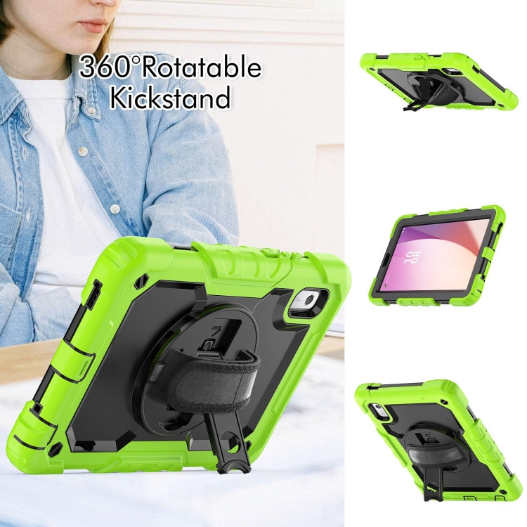 For Lenovo Tab M9 Silicone Hybrid PC Tablet Case with Shoulder Strap(Yellow Green)