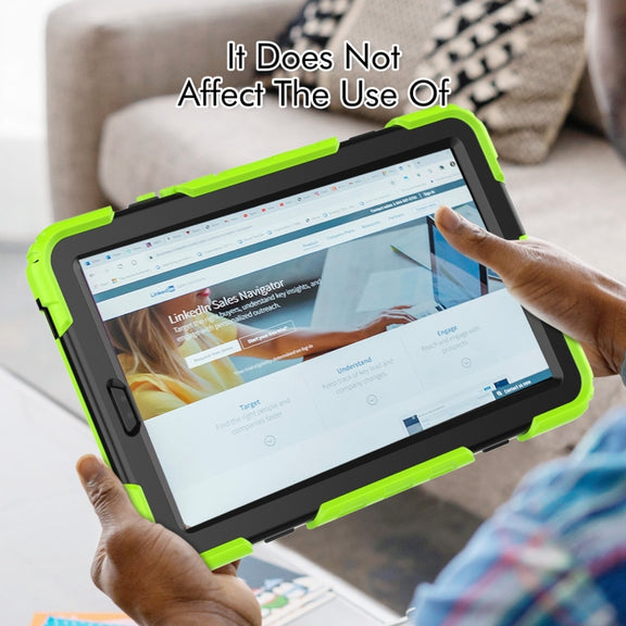 For Lenovo Tab M9 Silicone Hybrid PC Tablet Case with Shoulder Strap(Yellow Green)