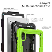 For Lenovo Tab M9 Silicone Hybrid PC Tablet Case with Shoulder Strap(Yellow Green)
