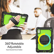 For Lenovo Tab M9 Silicone Hybrid PC Tablet Case with Shoulder Strap(Yellow Green PC)