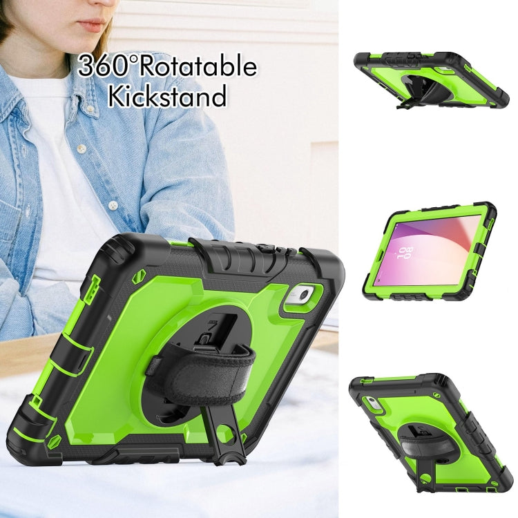 For Lenovo Tab M9 Silicone Hybrid PC Tablet Case with Shoulder Strap(Yellow Green PC)