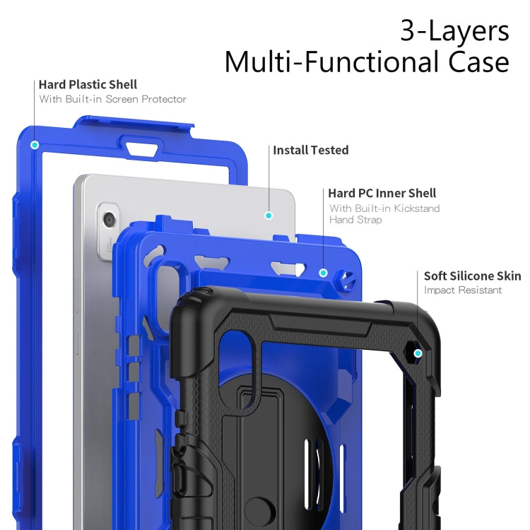 For Lenovo Tab M9 Silicone Hybrid PC Tablet Case with Shoulder Strap(Blue PC)