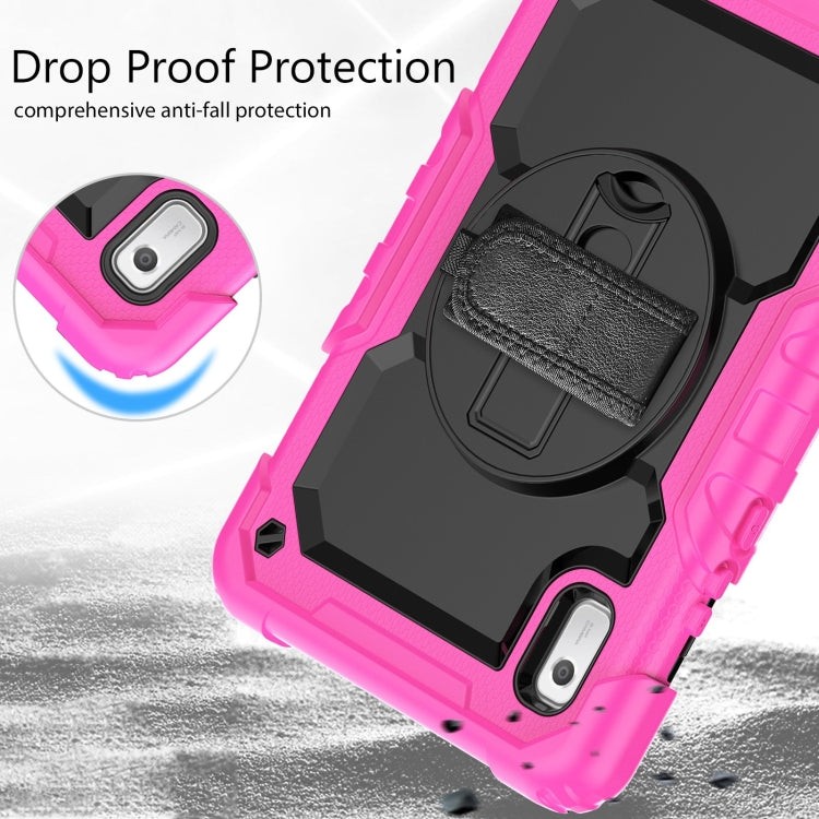 For Lenovo Tab M9 Silicone Hybrid PC Tablet Case with Shoulder Strap(Rose Red)