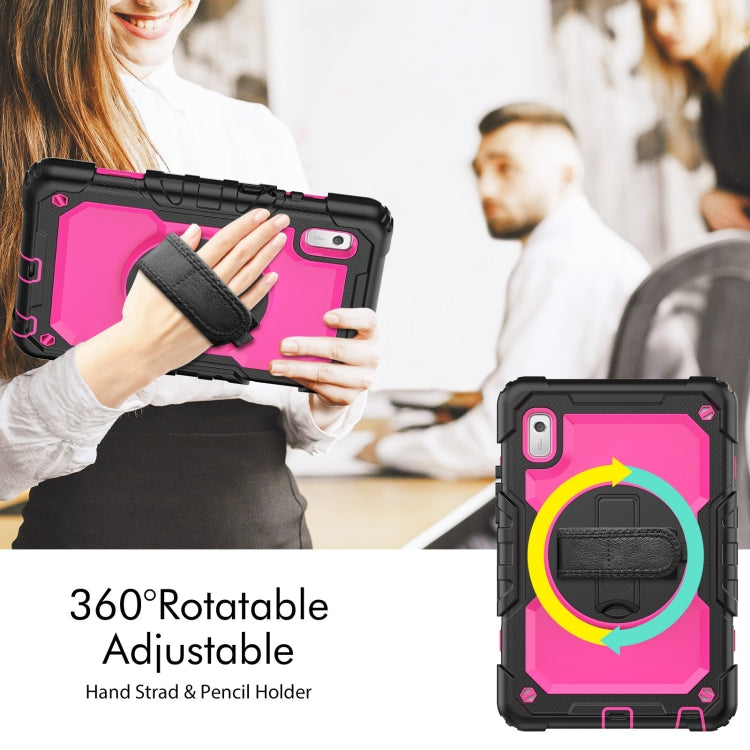 For Lenovo Tab M9 Silicone Hybrid PC Tablet Case with Shoulder Strap(Rose Red PC)