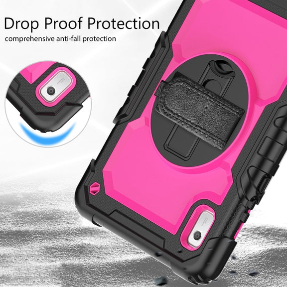 For Lenovo Tab M9 Silicone Hybrid PC Tablet Case with Shoulder Strap(Rose Red PC)