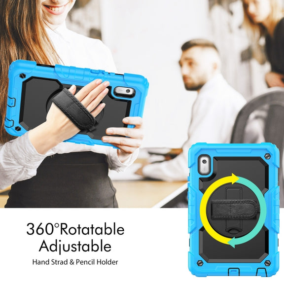 For Lenovo Tab M9 Silicone Hybrid PC Tablet Case with Shoulder Strap(Light Blue)