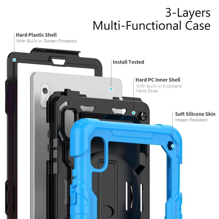 For Lenovo Tab M9 Silicone Hybrid PC Tablet Case with Shoulder Strap(Light Blue)