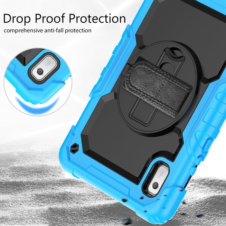 For Lenovo Tab M9 Silicone Hybrid PC Tablet Case with Shoulder Strap(Light Blue)