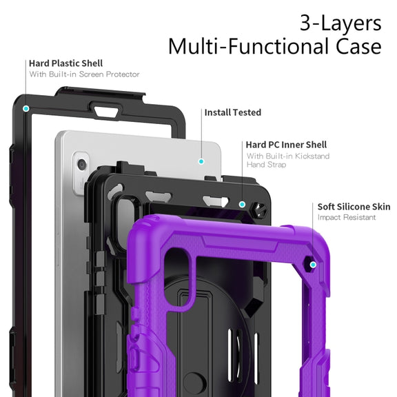 For Lenovo Tab M9 Silicone Hybrid PC Tablet Case with Shoulder Strap(Purple)