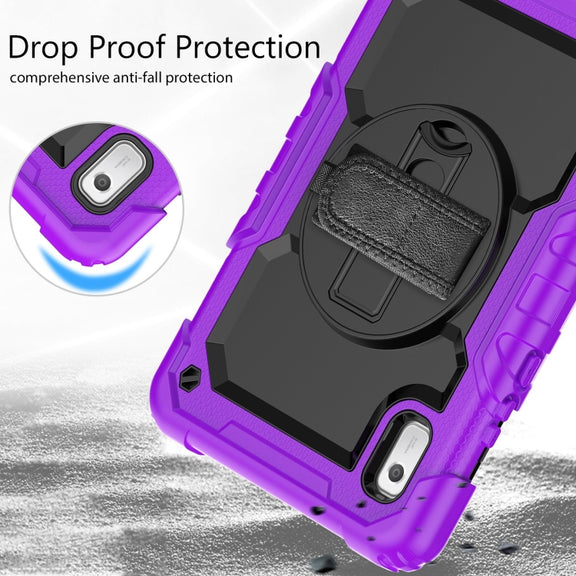 For Lenovo Tab M9 Silicone Hybrid PC Tablet Case with Shoulder Strap(Purple)