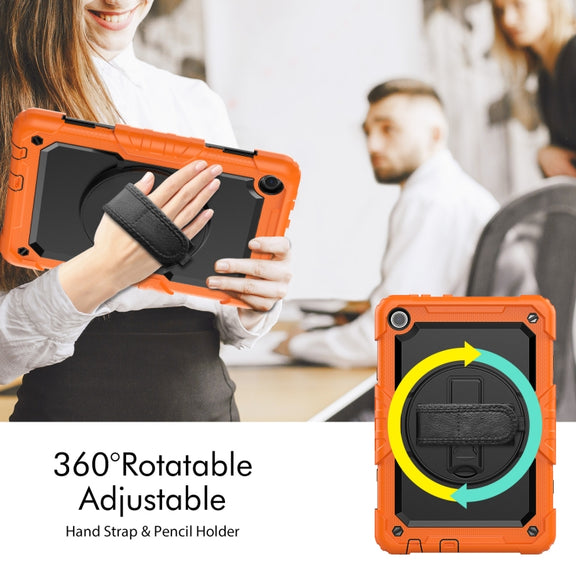 For Lenovo Tab M10 10.1 Gen 3rd Silicone Hybrid PC Tablet Case with Shoulder Strap(Orange)