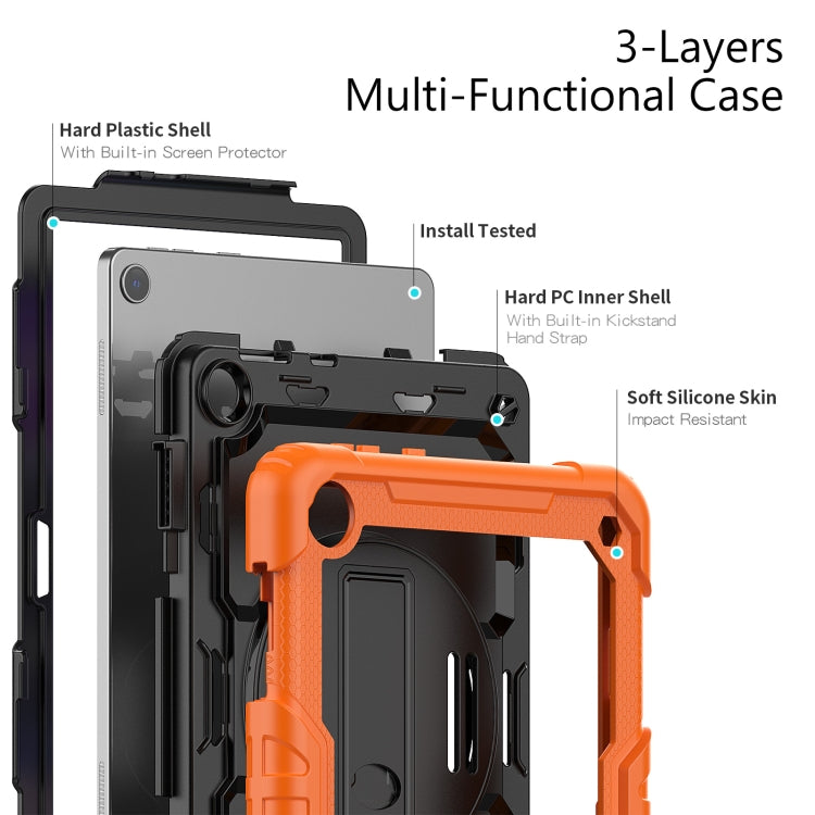 For Lenovo Tab M10 10.1 Gen 3rd Silicone Hybrid PC Tablet Case with Shoulder Strap(Orange)