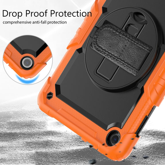 For Lenovo Tab M10 10.1 Gen 3rd Silicone Hybrid PC Tablet Case with Shoulder Strap(Orange)