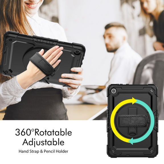 For Lenovo Tab M10 10.1 Gen 3rd Silicone Hybrid PC Tablet Case with Shoulder Strap(Black)