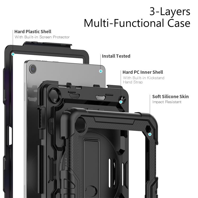 For Lenovo Tab M10 10.1 Gen 3rd Silicone Hybrid PC Tablet Case with Shoulder Strap(Black)