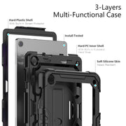 For Lenovo Tab M10 10.1 Gen 3rd Silicone Hybrid PC Tablet Case with Shoulder Strap(Black)