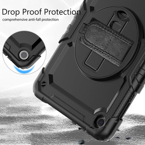 For Lenovo Tab M10 10.1 Gen 3rd Silicone Hybrid PC Tablet Case with Shoulder Strap(Black)