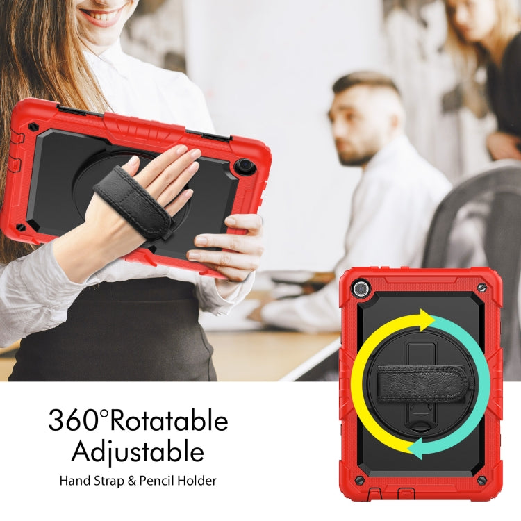 For Lenovo Tab M10 10.1 Gen 3rd Silicone Hybrid PC Tablet Case with Shoulder Strap(Red)