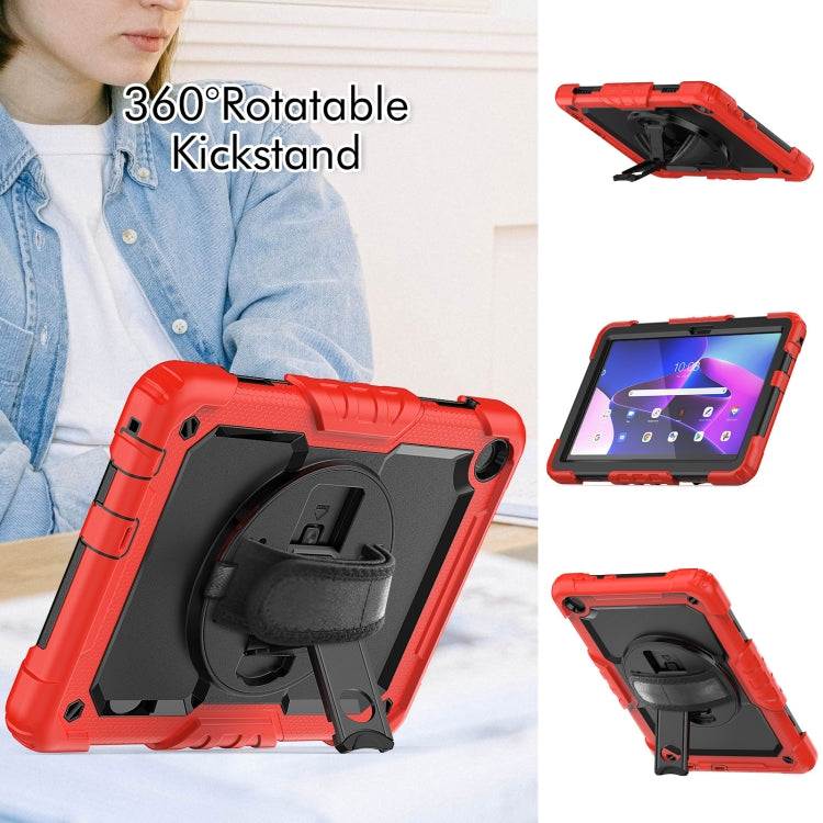 For Lenovo Tab M10 10.1 Gen 3rd Silicone Hybrid PC Tablet Case with Shoulder Strap(Red)