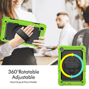 For Lenovo Tab M10 10.1 Gen 3rd Silicone Hybrid PC Tablet Case with Shoulder Strap(Yellow Green)