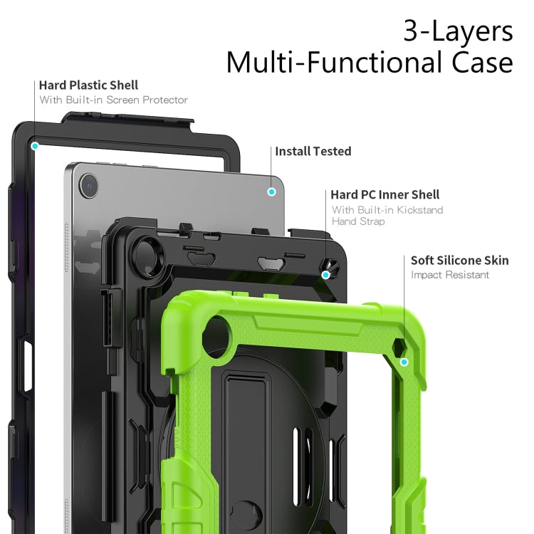 For Lenovo Tab M10 10.1 Gen 3rd Silicone Hybrid PC Tablet Case with Shoulder Strap(Yellow Green)