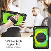 For Lenovo Tab M10 10.1 Gen 3rd Silicone Hybrid PC Tablet Case with Shoulder Strap(Yellow Green PC)