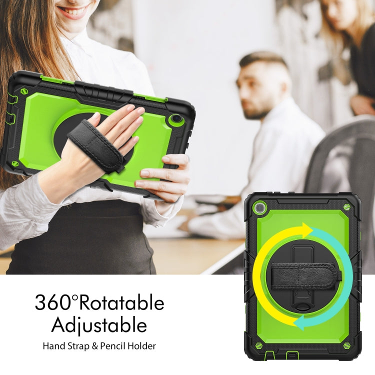 For Lenovo Tab M10 10.1 Gen 3rd Silicone Hybrid PC Tablet Case with Shoulder Strap(Yellow Green PC)