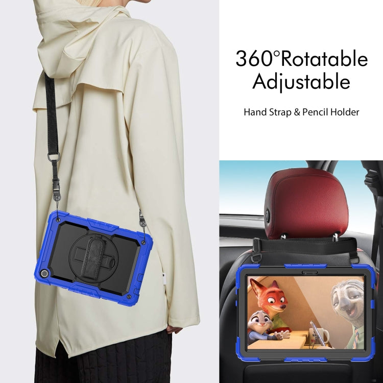 For Lenovo Tab M10 10.1 Gen 3rd Silicone Hybrid PC Tablet Case with Shoulder Strap(Blue)