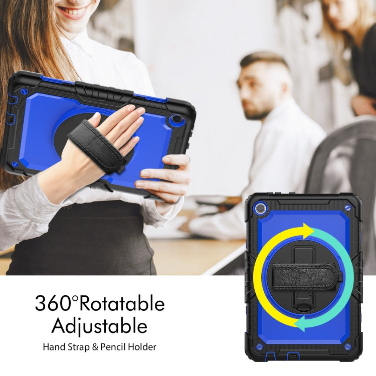 For Lenovo Tab M10 10.1 Gen 3rd Silicone Hybrid PC Tablet Case with Shoulder Strap(Blue PC)