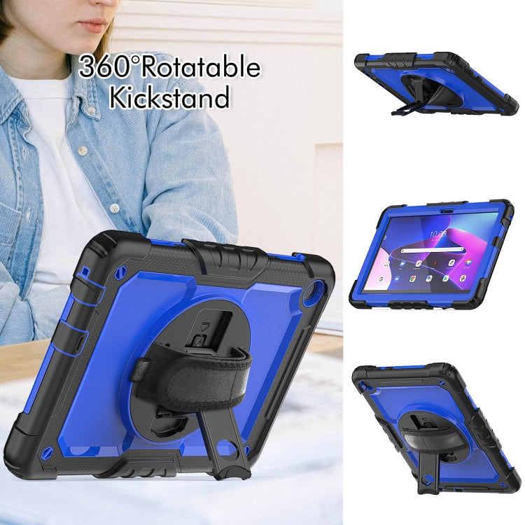 For Lenovo Tab M10 10.1 Gen 3rd Silicone Hybrid PC Tablet Case with Shoulder Strap(Blue PC)