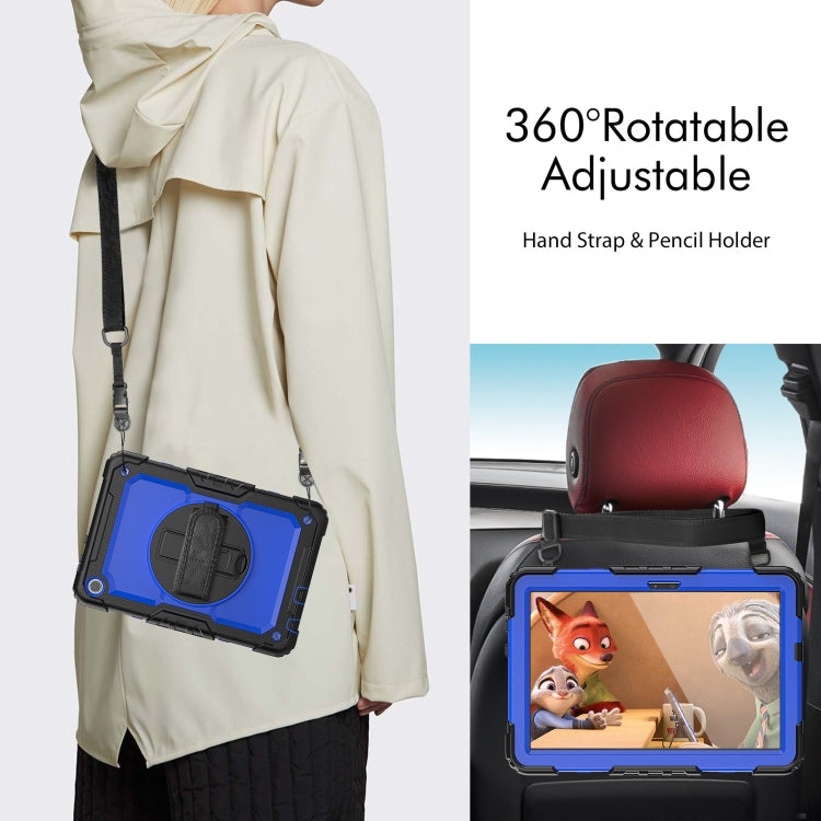 For Lenovo Tab M10 10.1 Gen 3rd Silicone Hybrid PC Tablet Case with Shoulder Strap(Blue PC)