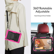 For Lenovo Tab M10 10.1 Gen 3rd Silicone Hybrid PC Tablet Case with Shoulder Strap(Rose Red)