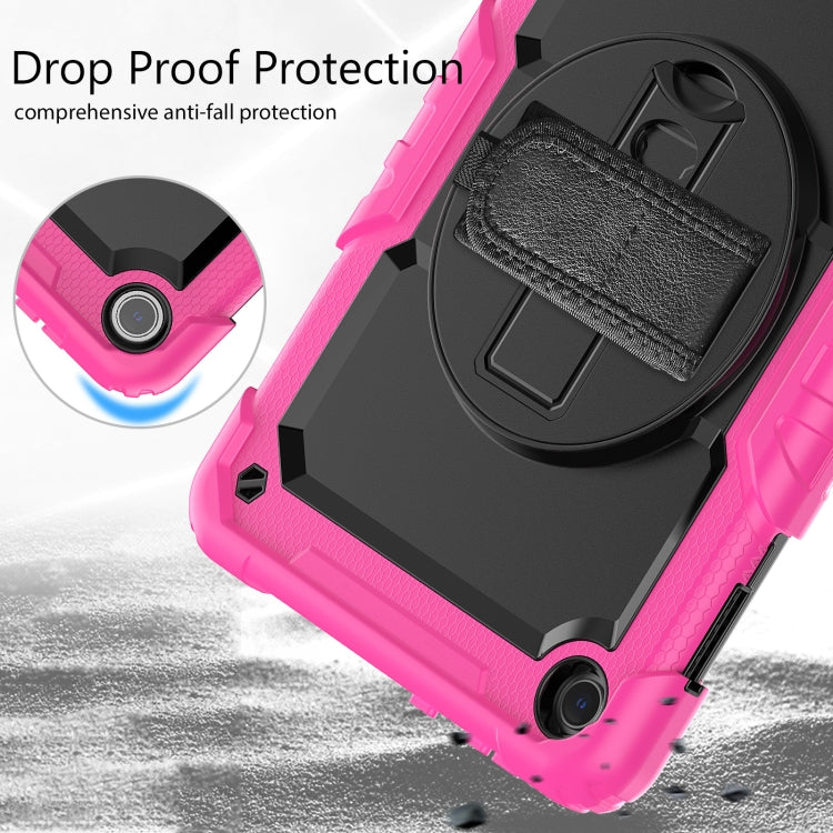 For Lenovo Tab M10 10.1 Gen 3rd Silicone Hybrid PC Tablet Case with Shoulder Strap(Rose Red)