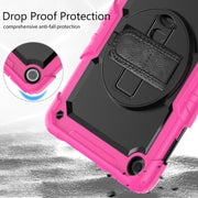 For Lenovo Tab M10 10.1 Gen 3rd Silicone Hybrid PC Tablet Case with Shoulder Strap(Rose Red)