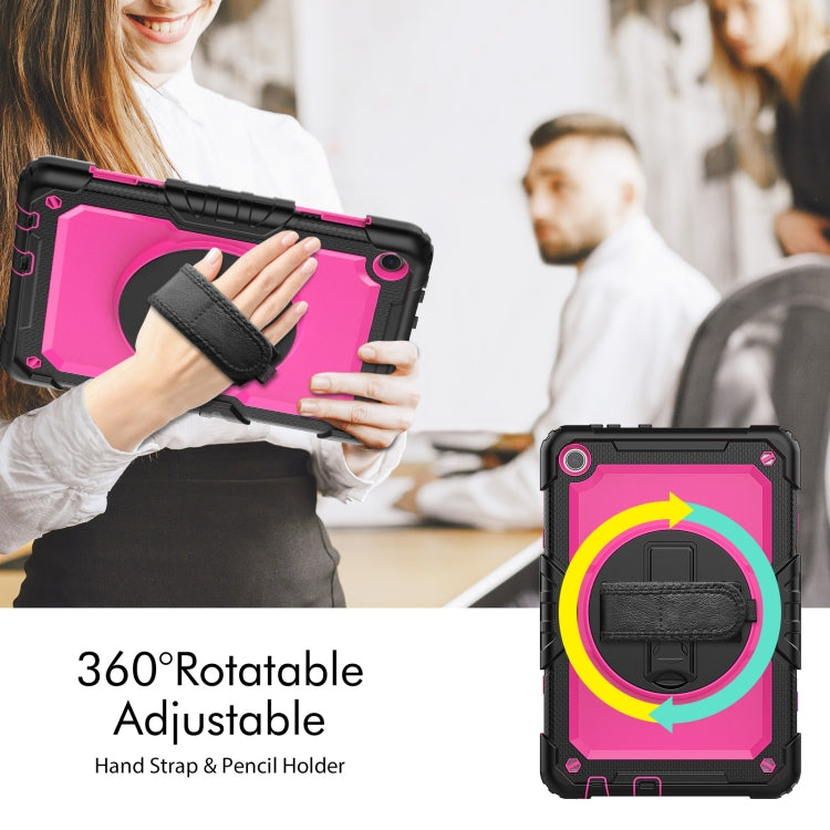 For Lenovo Tab M10 10.1 Gen 3rd Silicone Hybrid PC Tablet Case with Shoulder Strap(Rose Red PC)